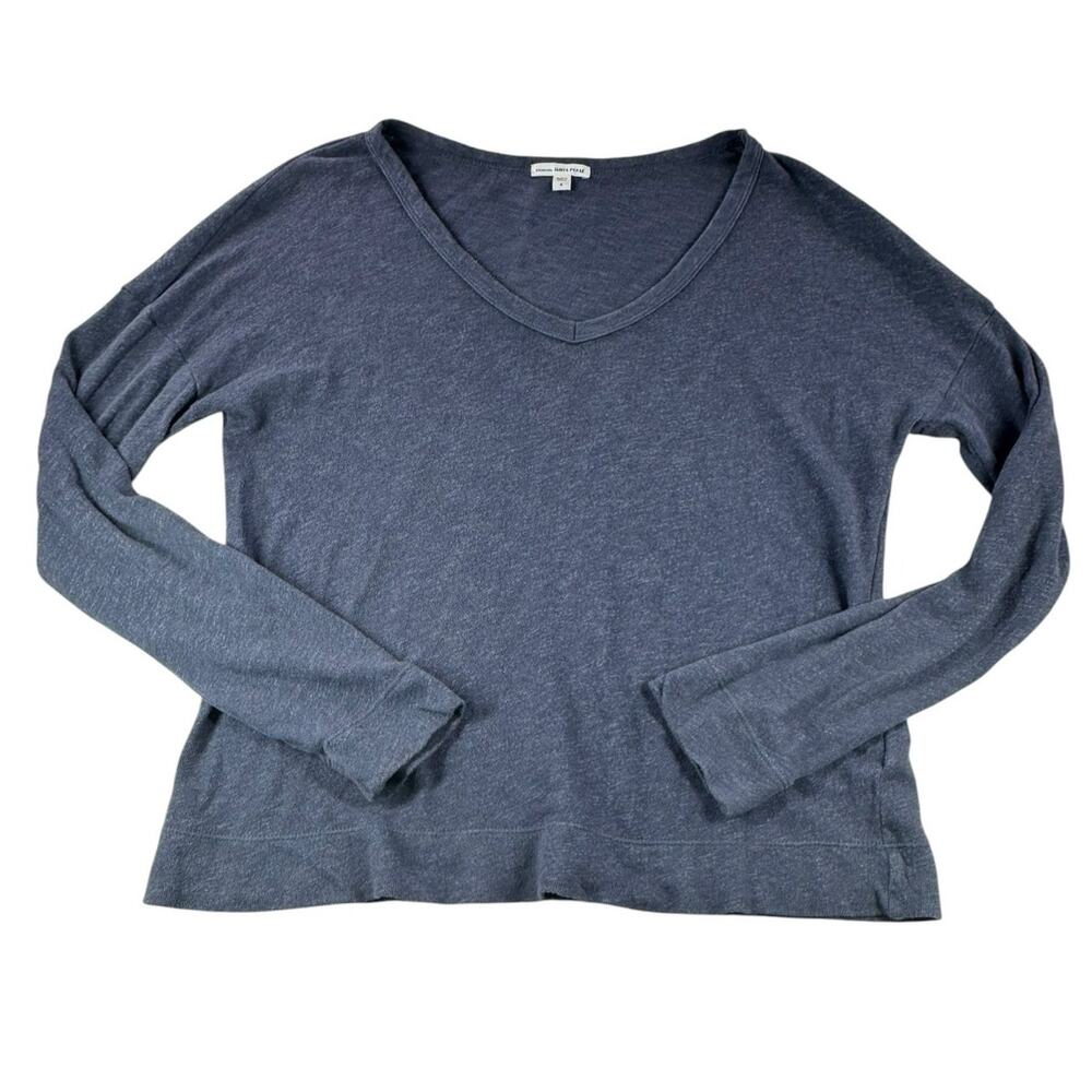 Standard James Perse Top Womens XL 4 Blue Scoop Neck Long Sleeve Shirt Cotton